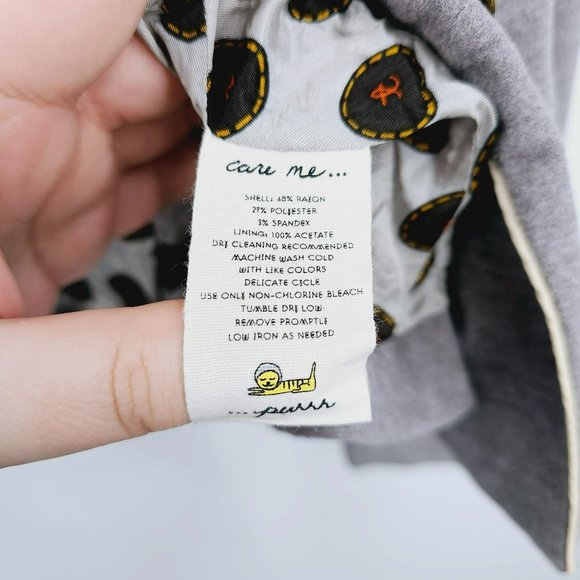 Anthropologie Taikonhu High Line Jacket Peplum Crop Blazer 4 Grey Button Front - Picture 9 of 14